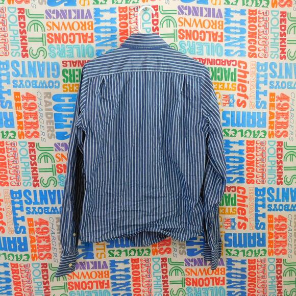 Y2K Striped Abercrombie & Fitch Button Down Shirt Size M Blue White - Picture 6 of 6